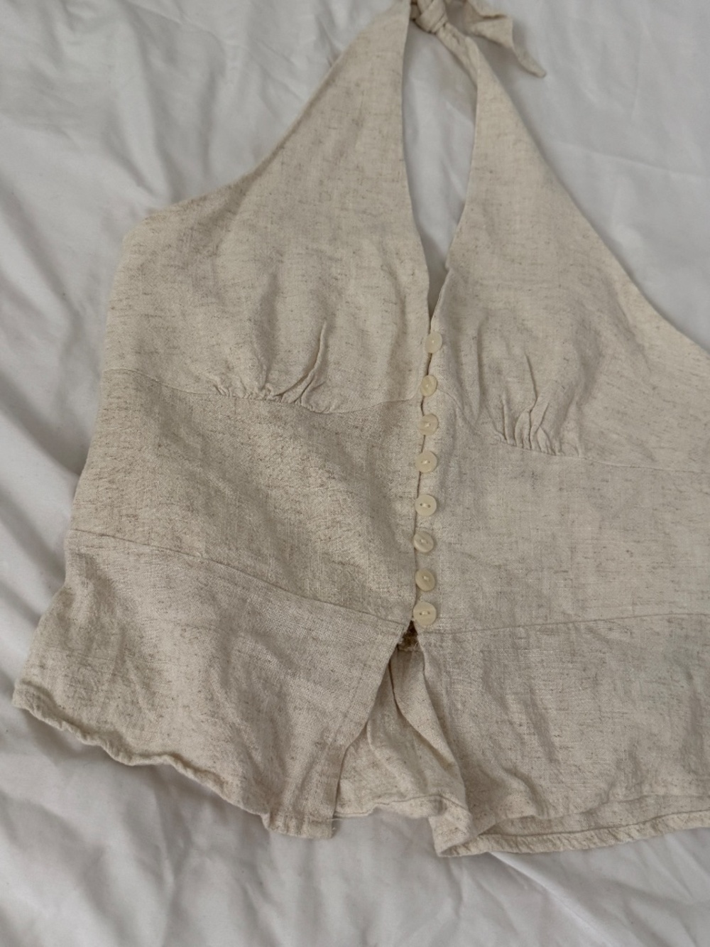 stradivarius linen blend halter top size medium details: -great condition - - Picture 2 of 7